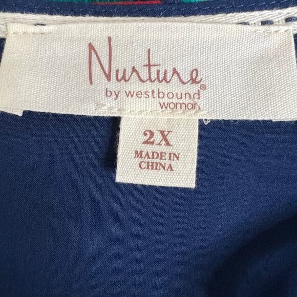 Nurture by Westbound Womens Tiered Maxi Dress 2X Blue Red Green Floral Print NEW - Picture 5 of 9